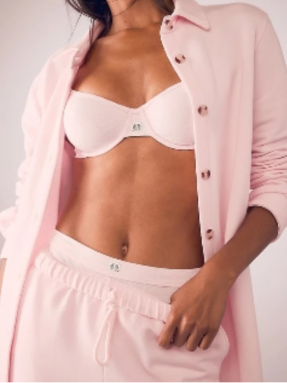 Victoria Secret Angel 💕Pink Modal Fleece Button Down Oversized Top Large NWT - Picture 6 of 12